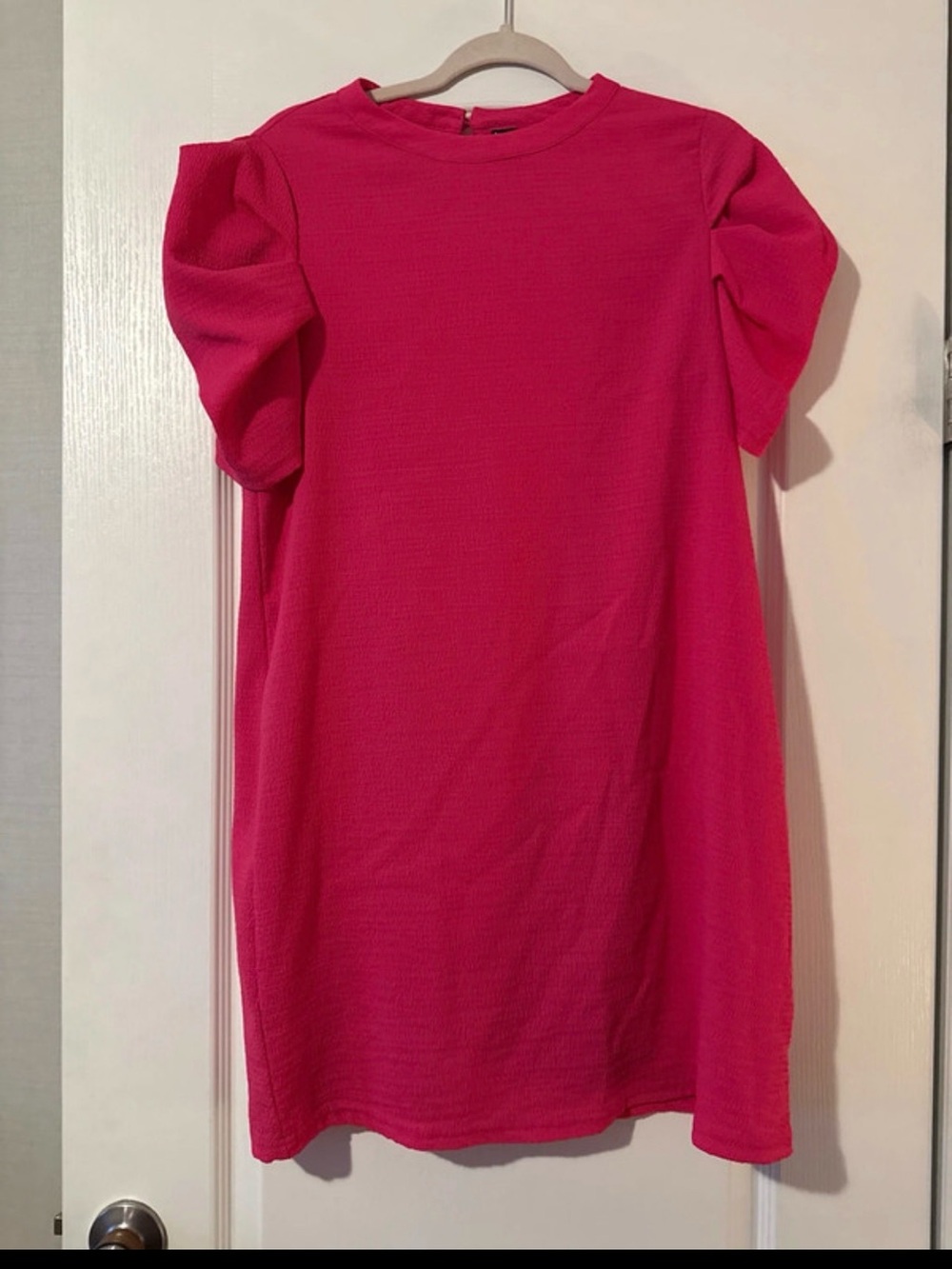 SHEIN Hot Pink Puff-Sleeve Maxi Dress
